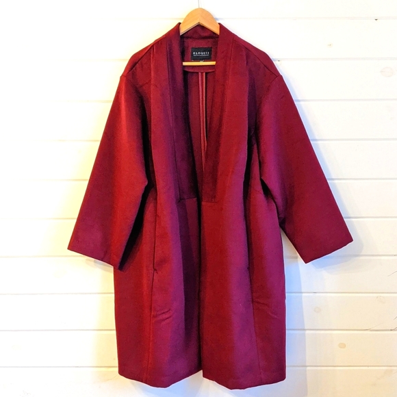 Eloquii Jackets & Blazers - NWOT Maroon ELOQUII Long Jacket